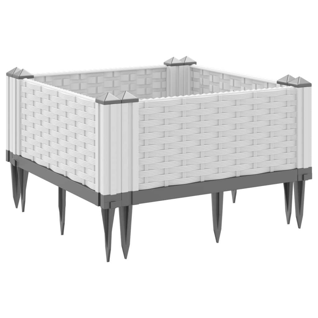 Plantekasse med jordspyd Hvid 42,5x42,5x28,5 cm PP