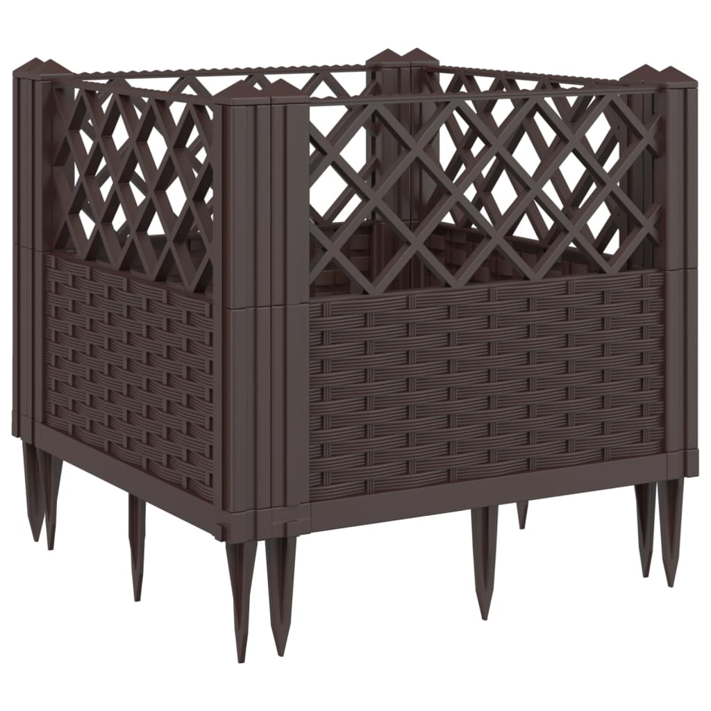 Plantekasse med jordspyd Brun 43,5x43,5x43,5 cm PP
