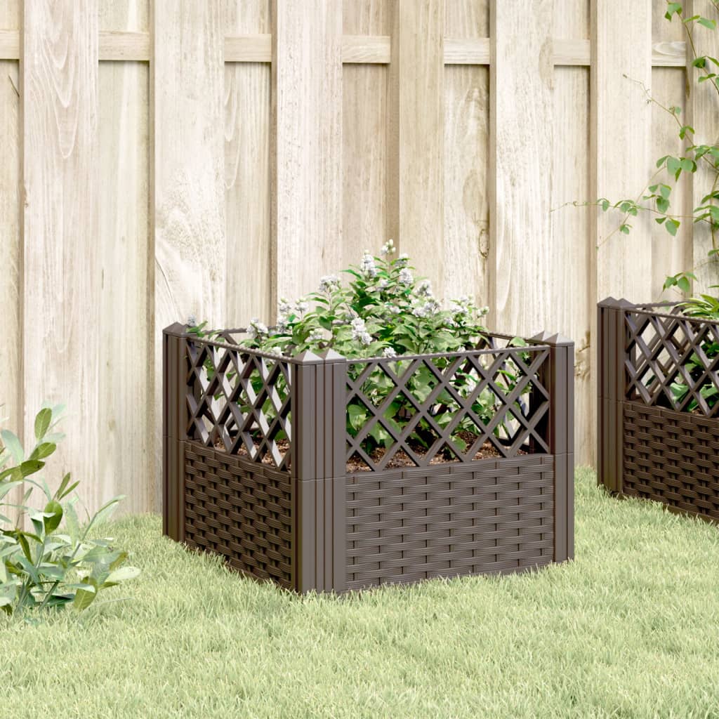 Plantekasse med jordspyd Brun 43,5x43,5x43,5 cm PP
