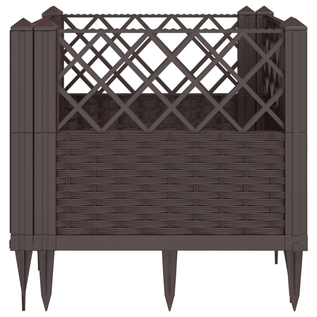Plantekasse med jordspyd Brun 43,5x43,5x43,5 cm PP