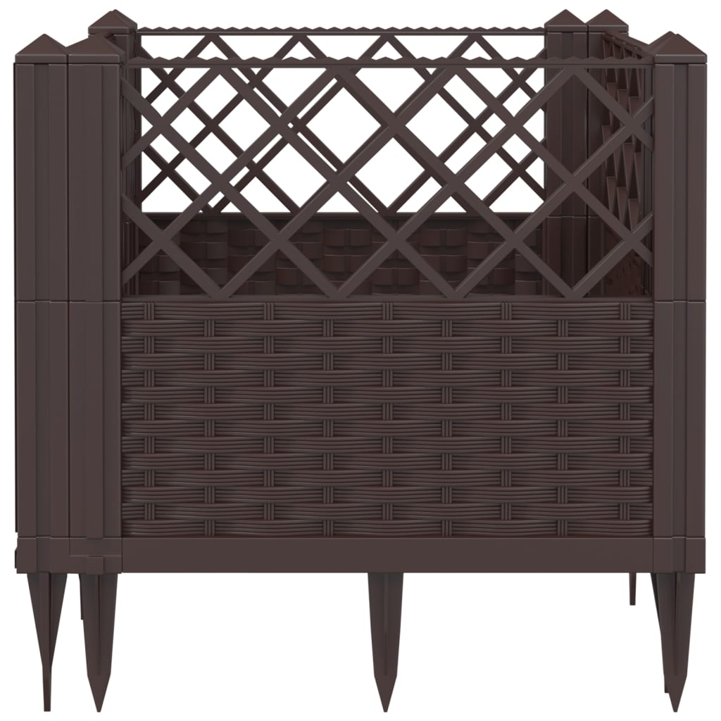 Plantekasse med jordspyd Brun 43,5x43,5x43,5 cm PP