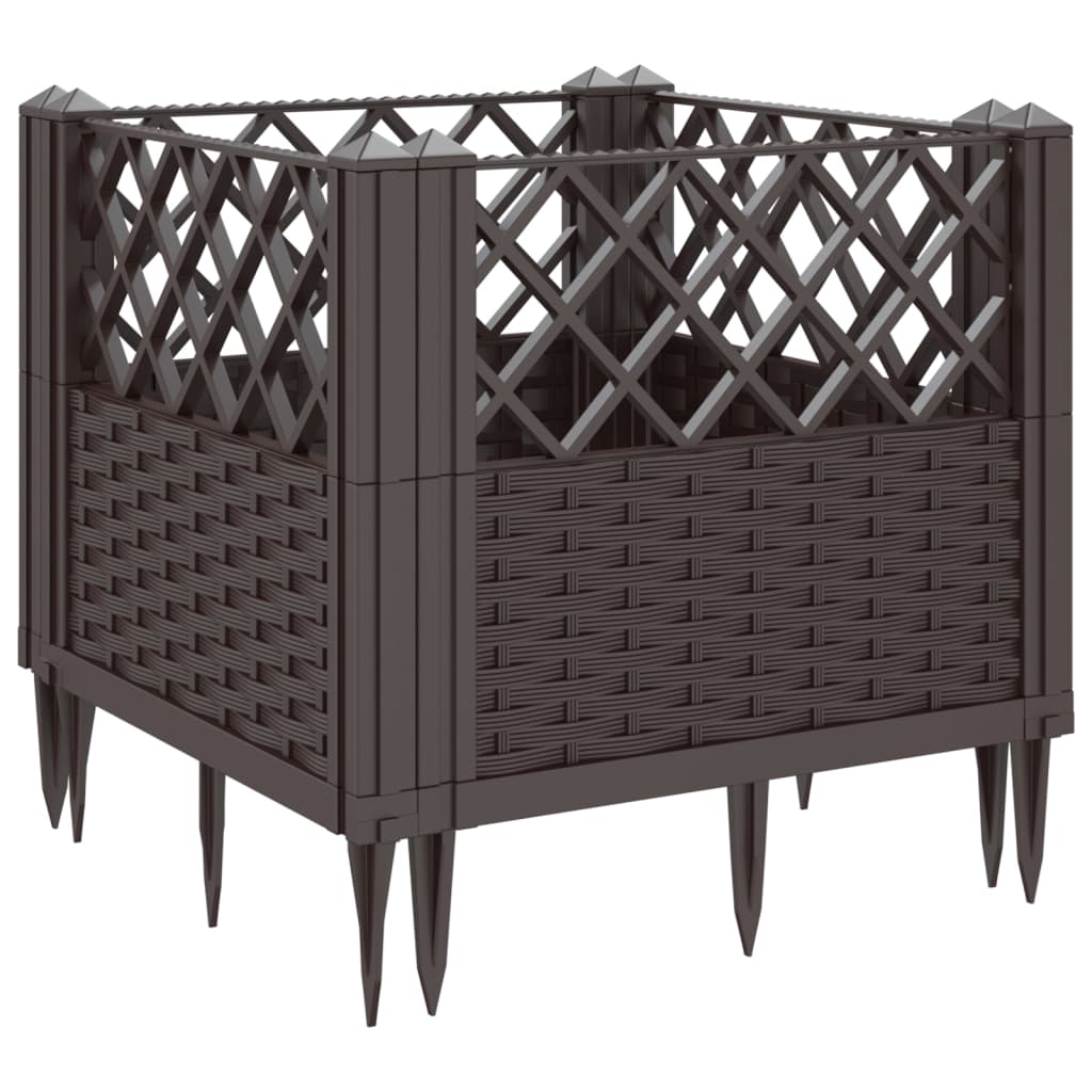 Plantekasse med jordspyd Brun 43,5x43,5x43,5 cm PP