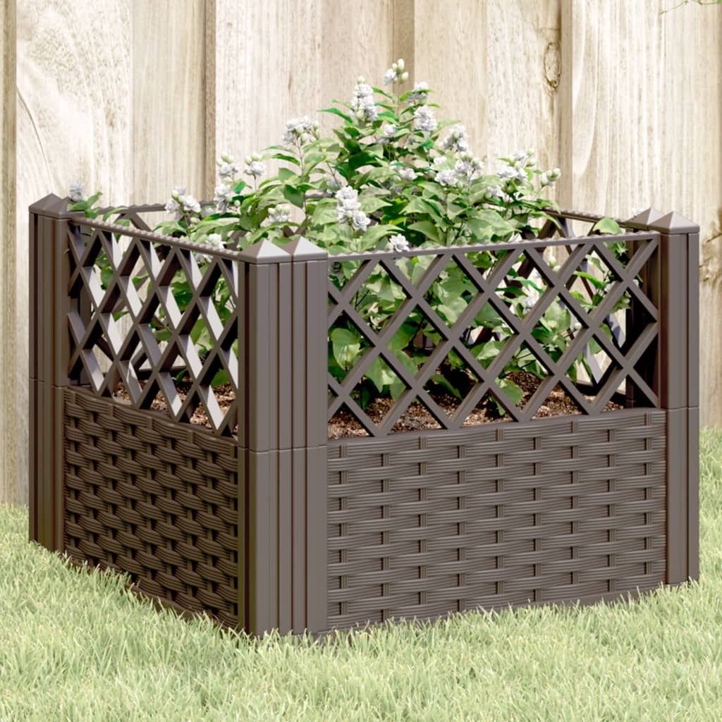 Plantekasse med jordspyd Brun 43,5x43,5x43,5 cm PP