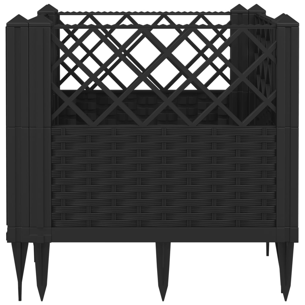 Plantekasse med jordspyd Sort 43,5x43,5x43,5 cm PP