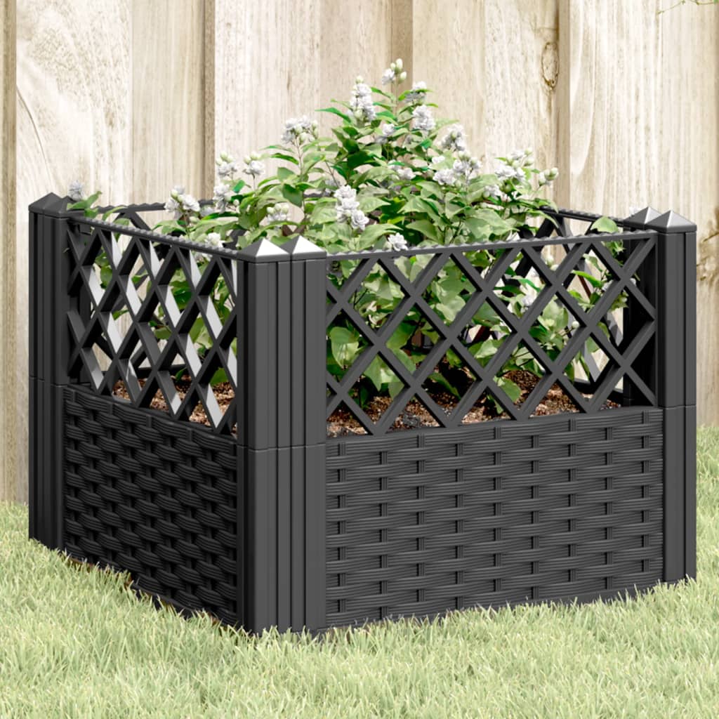 Plantekasse med jordspyd Sort 43,5x43,5x43,5 cm PP