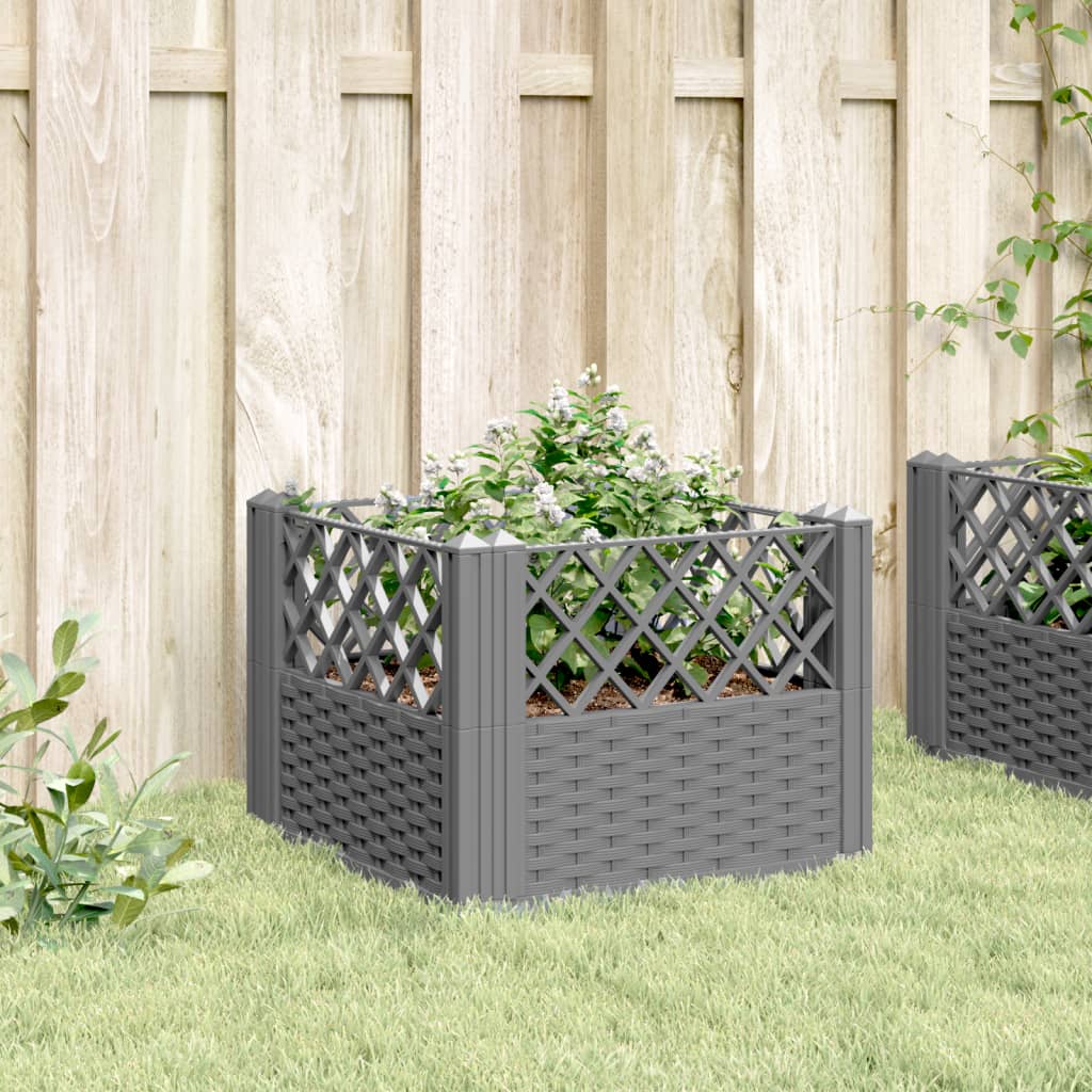 Plantekasse med jordspyd Lysegrå 43,5x43,5x43,5 cm PP