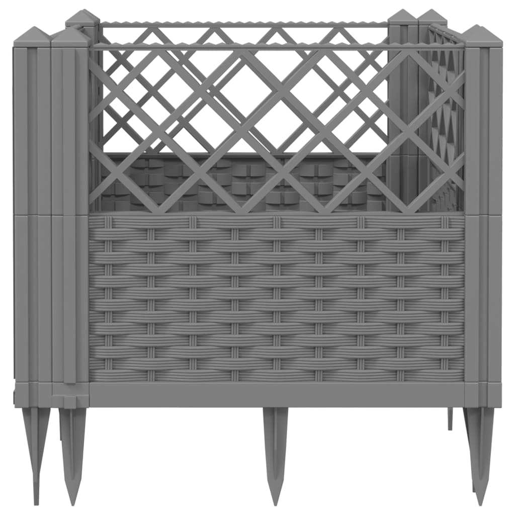 Plantekasse med jordspyd Lysegrå 43,5x43,5x43,5 cm PP