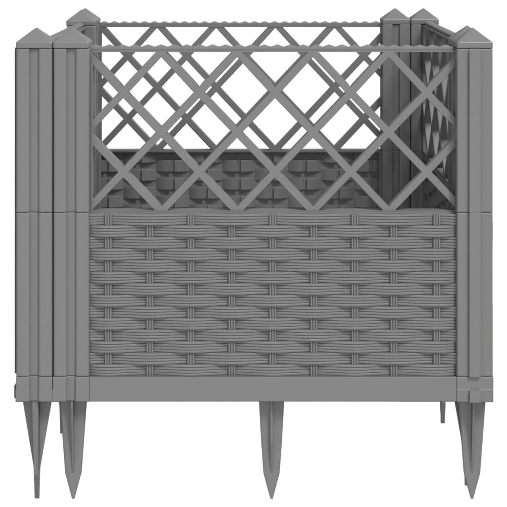 Plantekasse med jordspyd Lysegrå 43,5x43,5x43,5 cm PP