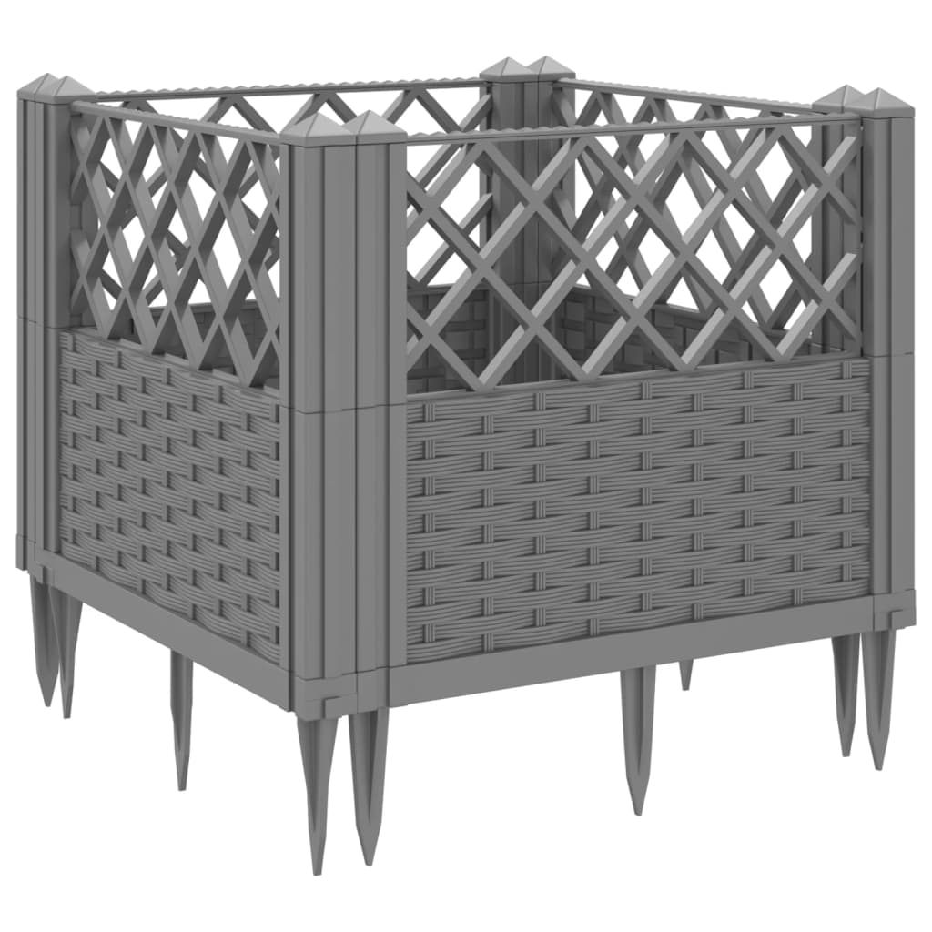 Plantekasse med jordspyd Lysegrå 43,5x43,5x43,5 cm PP