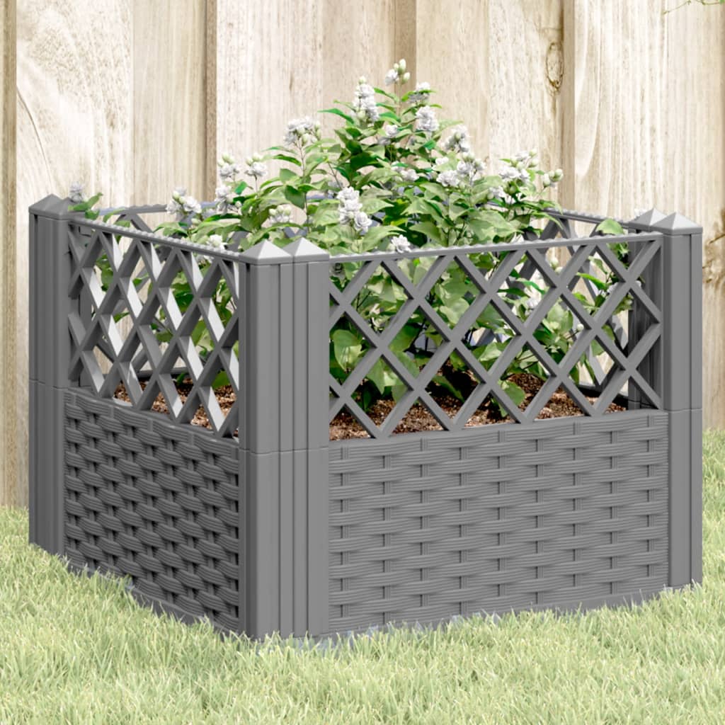 Plantekasse med jordspyd Lysegrå 43,5x43,5x43,5 cm PP