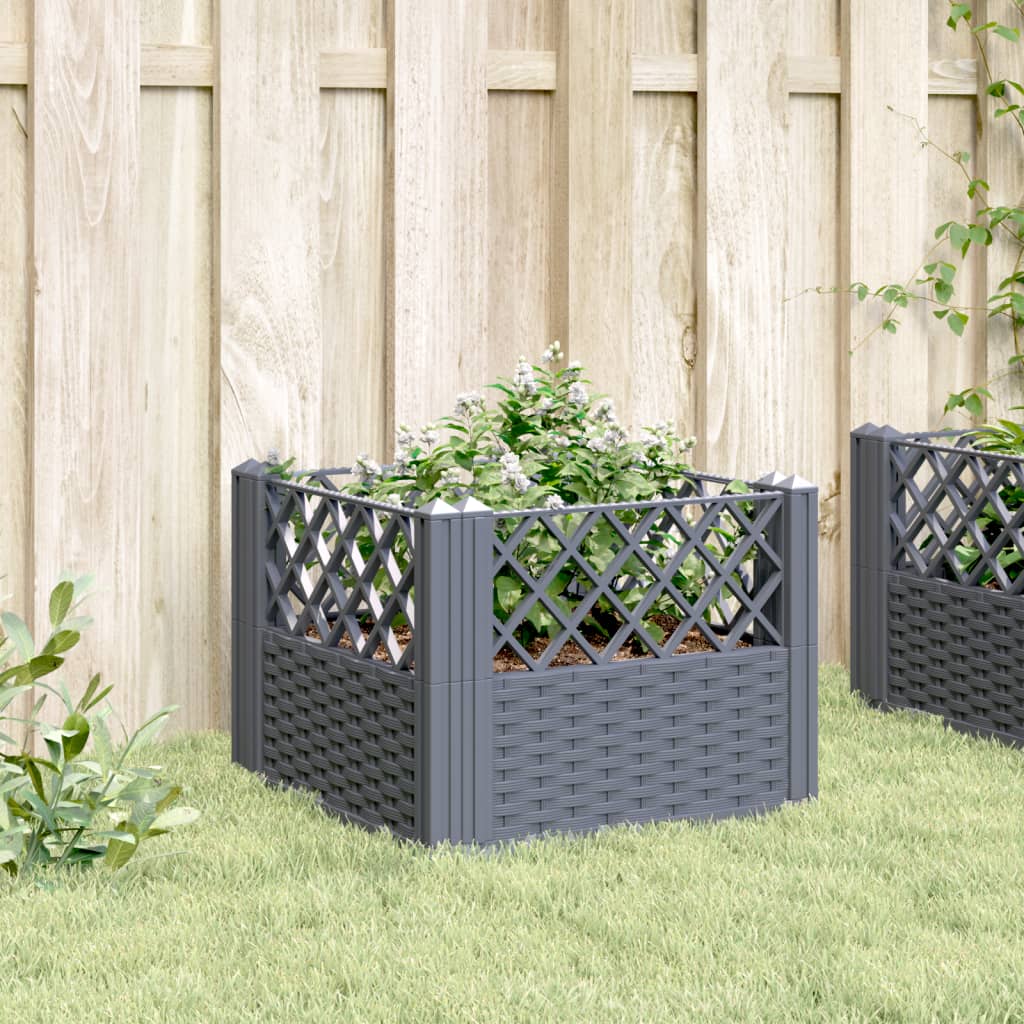 Plantekasse med jordspyd Grå 43,5x43,5x43,5 cm PP