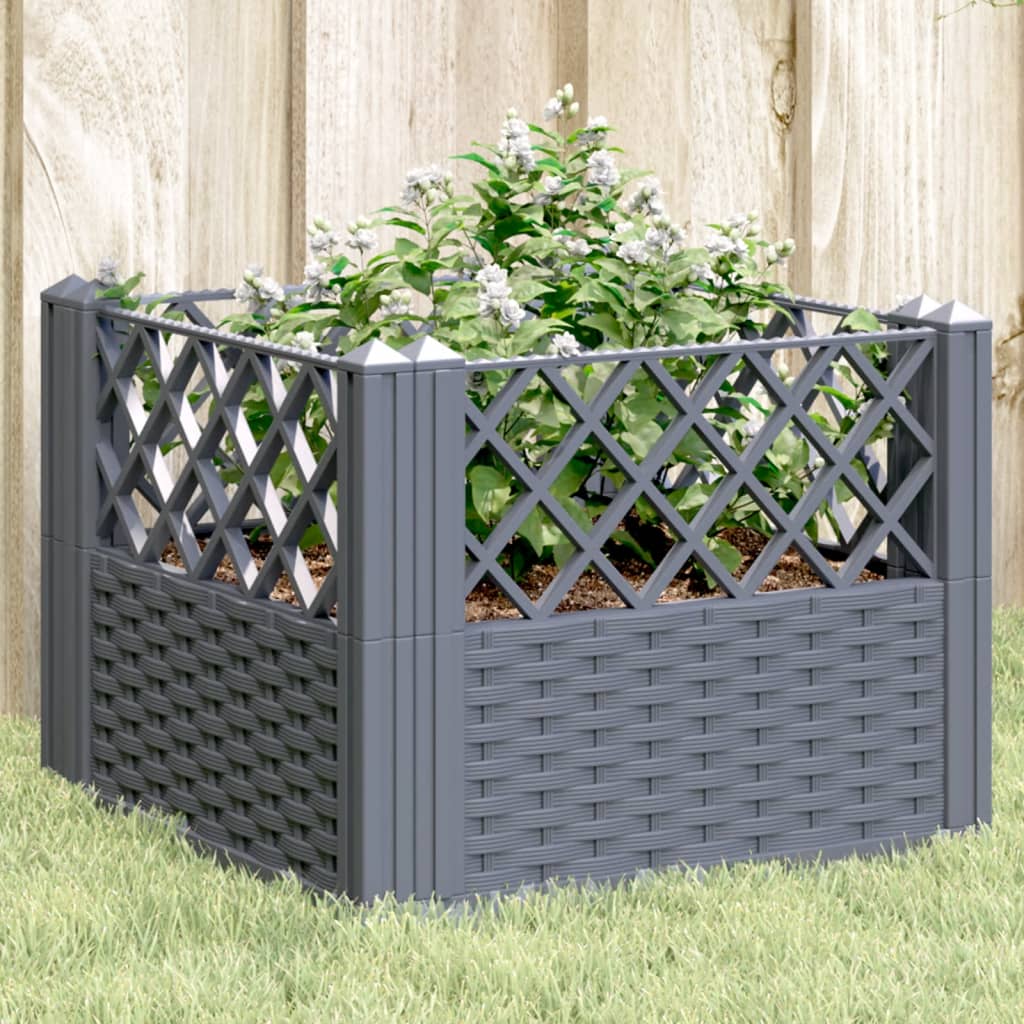 Plantekasse med jordspyd Grå 43,5x43,5x43,5 cm PP