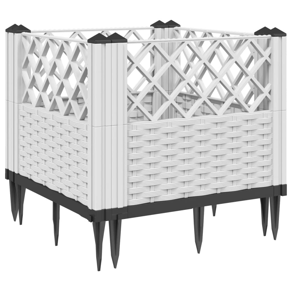 Plantekasse med jordspyd Hvid 43,5x43,5x43,5 cm PP