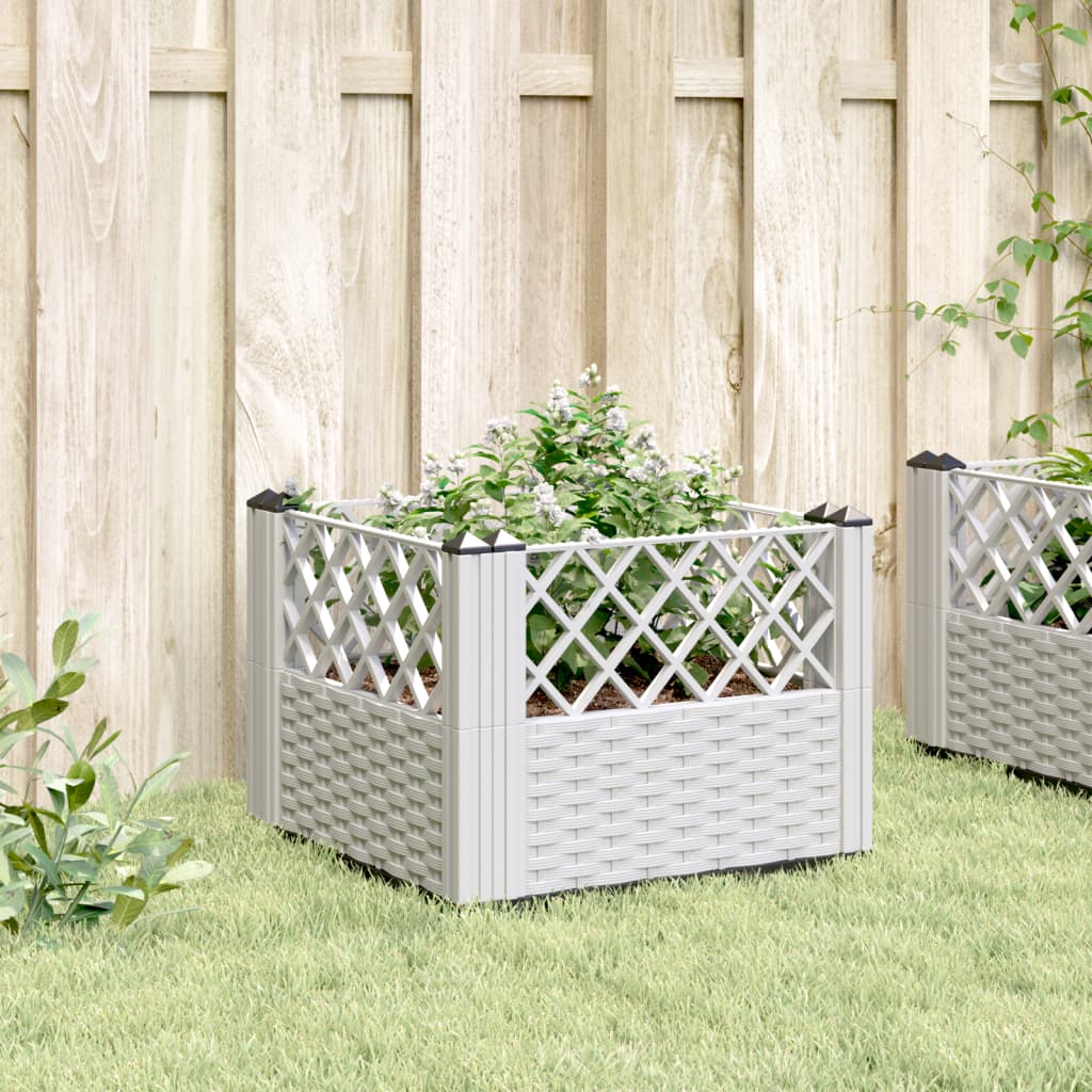 Plantekasse med jordspyd Hvid 43,5x43,5x43,5 cm PP