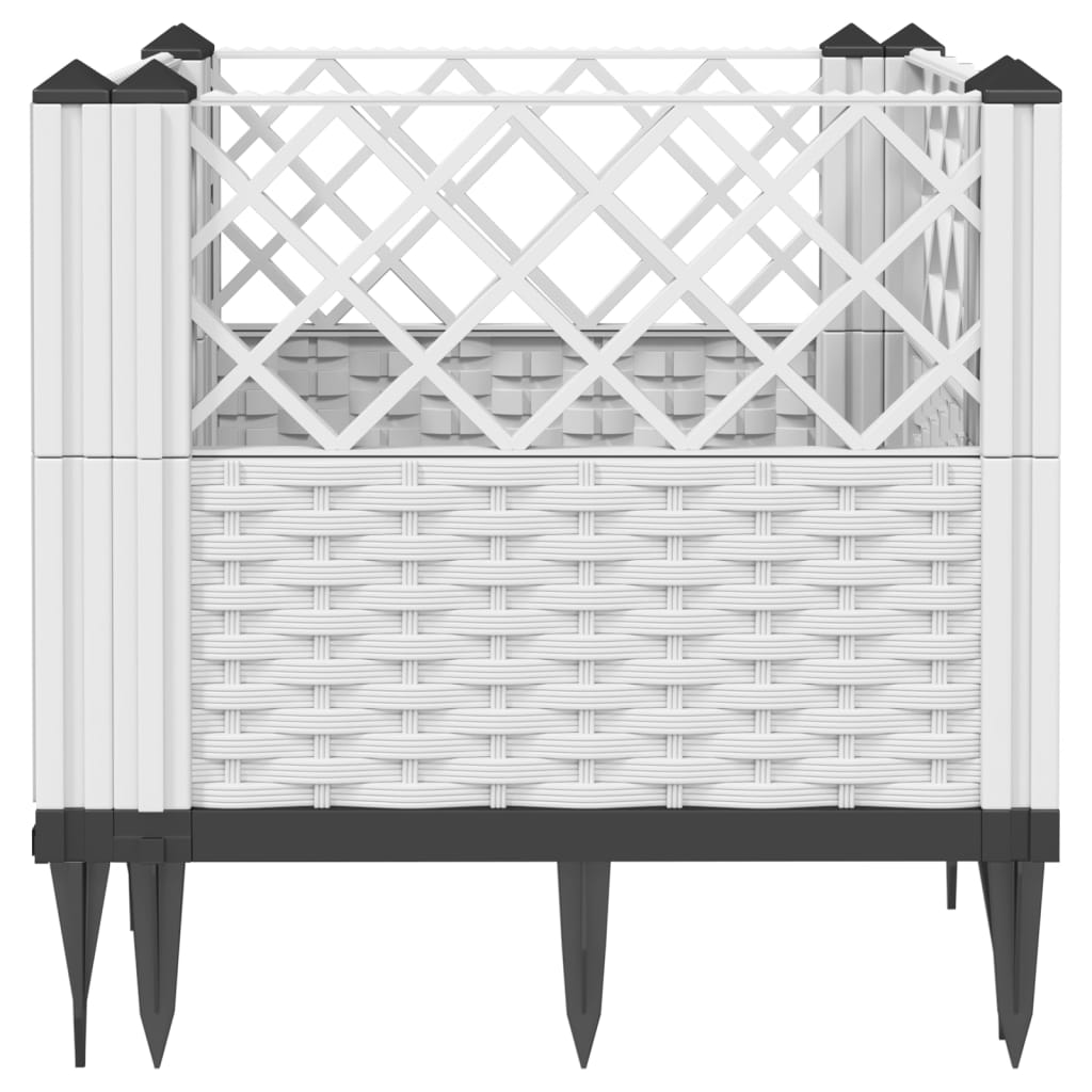 Plantekasse med jordspyd Hvid 43,5x43,5x43,5 cm PP