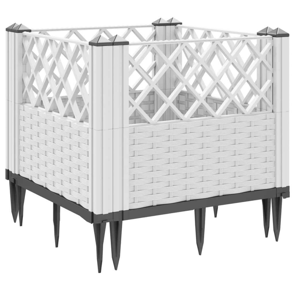 Plantekasse med jordspyd Hvid 43,5x43,5x43,5 cm PP