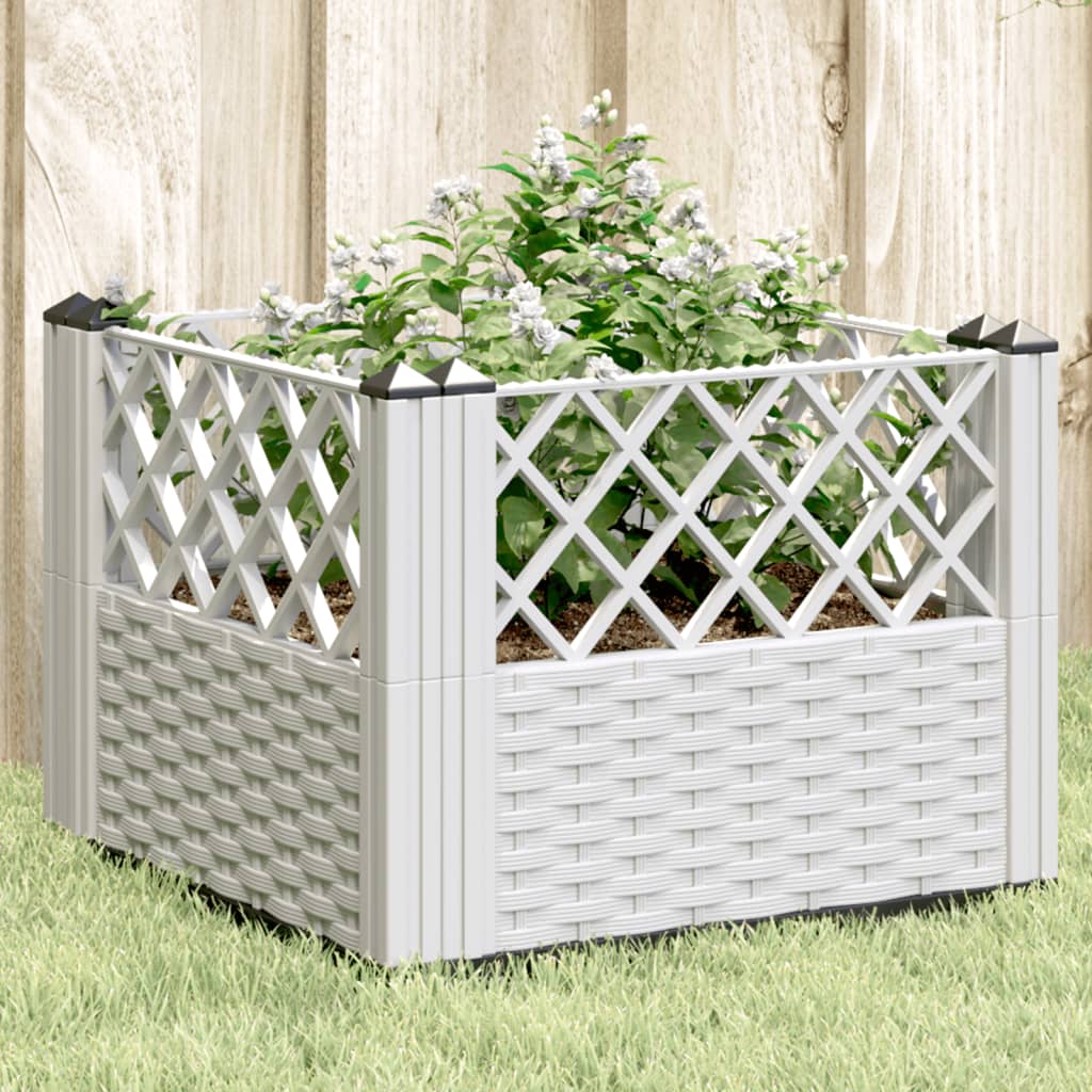 Plantekasse med jordspyd Hvid 43,5x43,5x43,5 cm PP