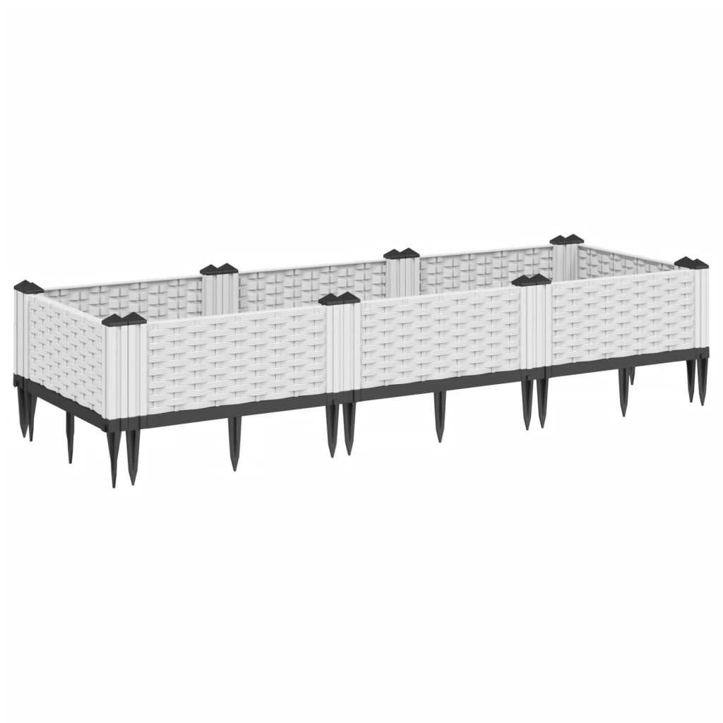 Plantekasse med jordspyd Hvid 125x40x28,5 cm PP