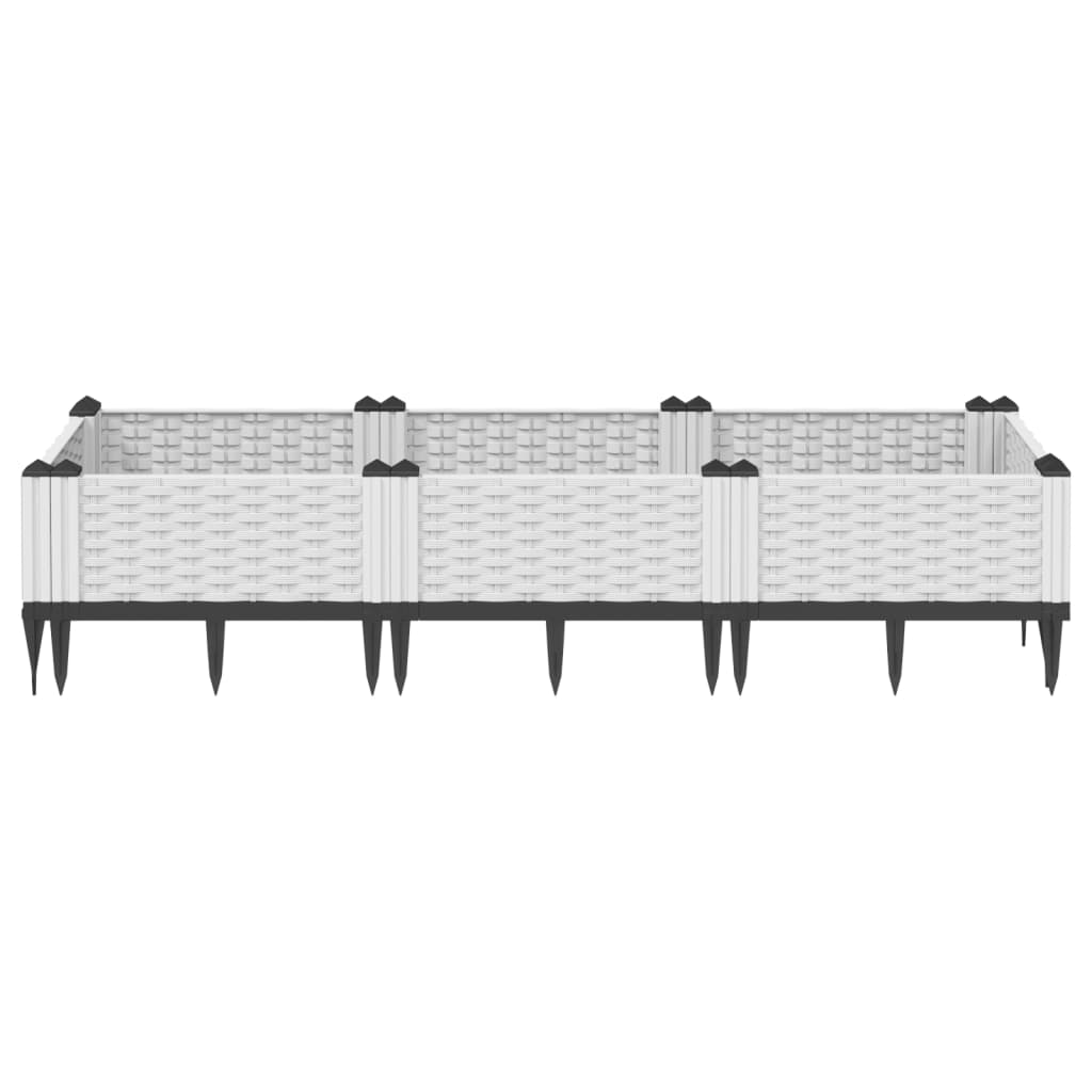 Plantekasse med jordspyd Hvid 125x40x28,5 cm PP