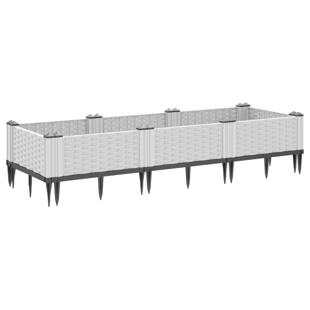 Plantekasse med jordspyd Hvid 125x40x28,5 cm PP