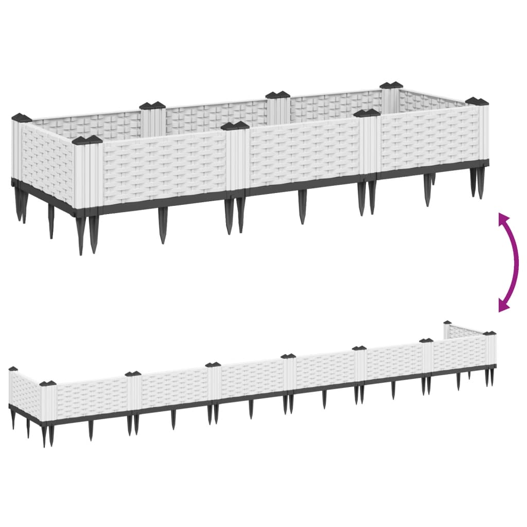 Plantekasse med jordspyd Hvid 125x40x28,5 cm PP