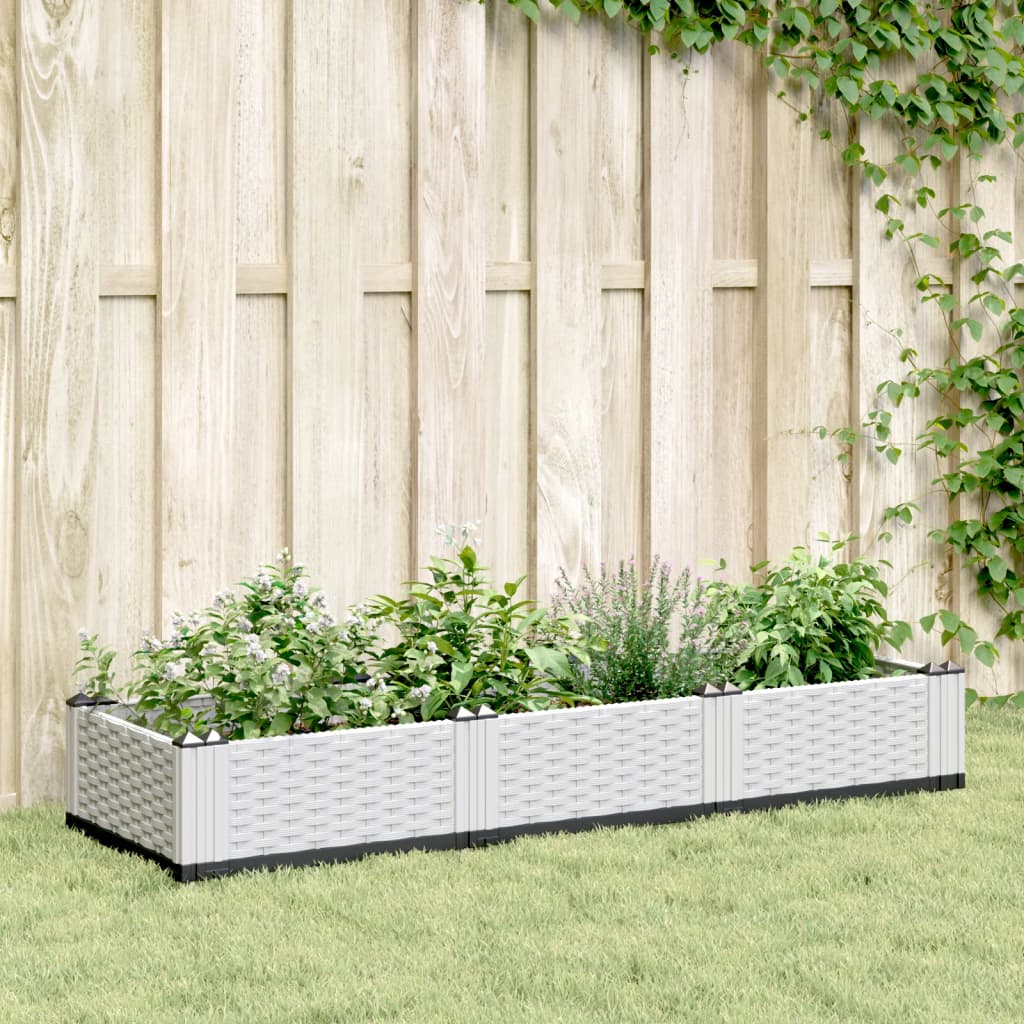 Plantekasse med jordspyd Hvid 125x40x28,5 cm PP