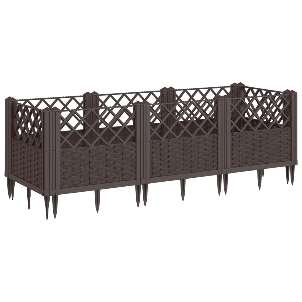 Plantekasse med jordspyd Brun 123,5x43,5x43,5 cm PP