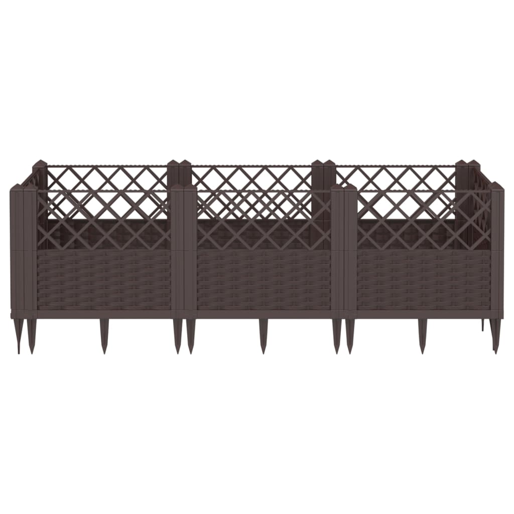 Plantekasse med jordspyd Brun 123,5x43,5x43,5 cm PP