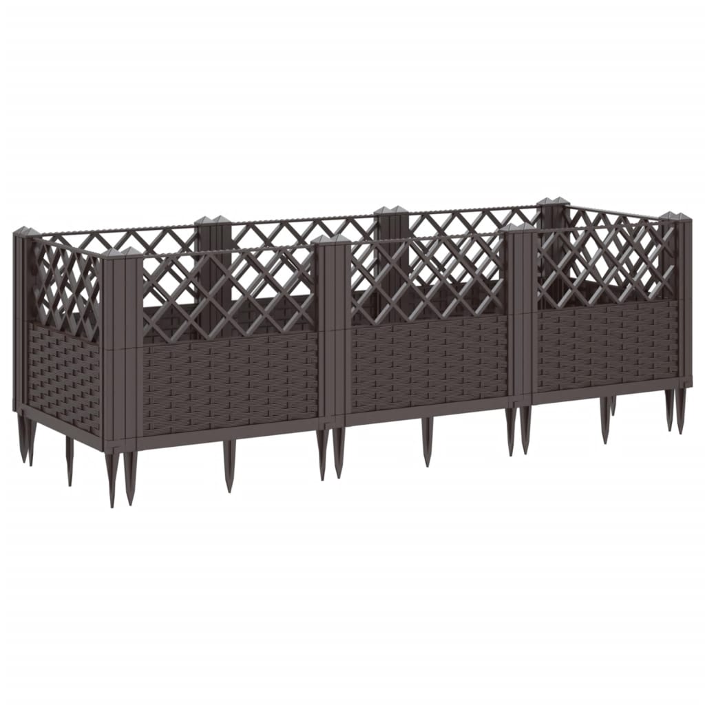 Plantekasse med jordspyd Brun 123,5x43,5x43,5 cm PP