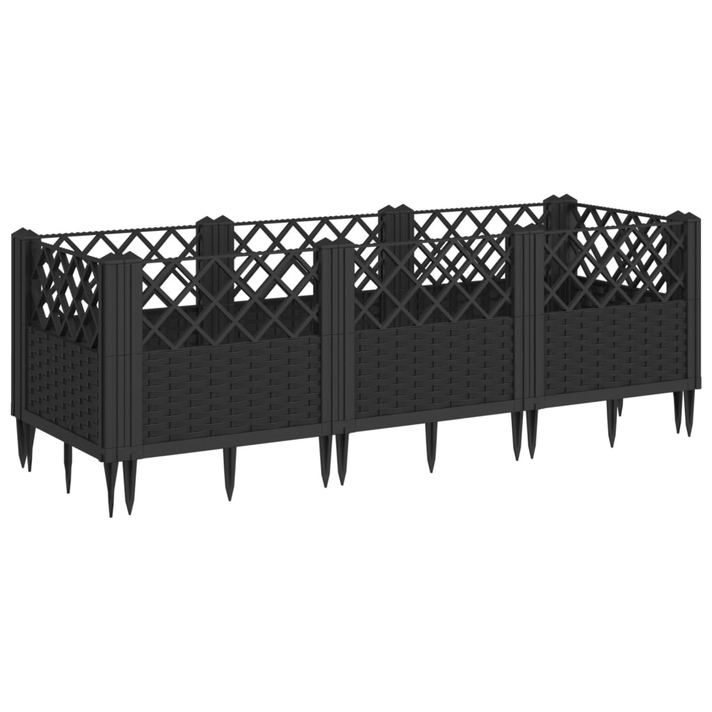 Plantekasse med jordspyd Sort 123,5x43,5x43,5 cm PP