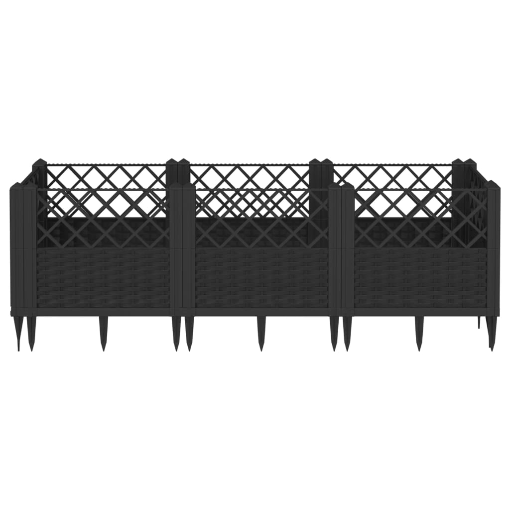 Plantekasse med jordspyd Sort 123,5x43,5x43,5 cm PP
