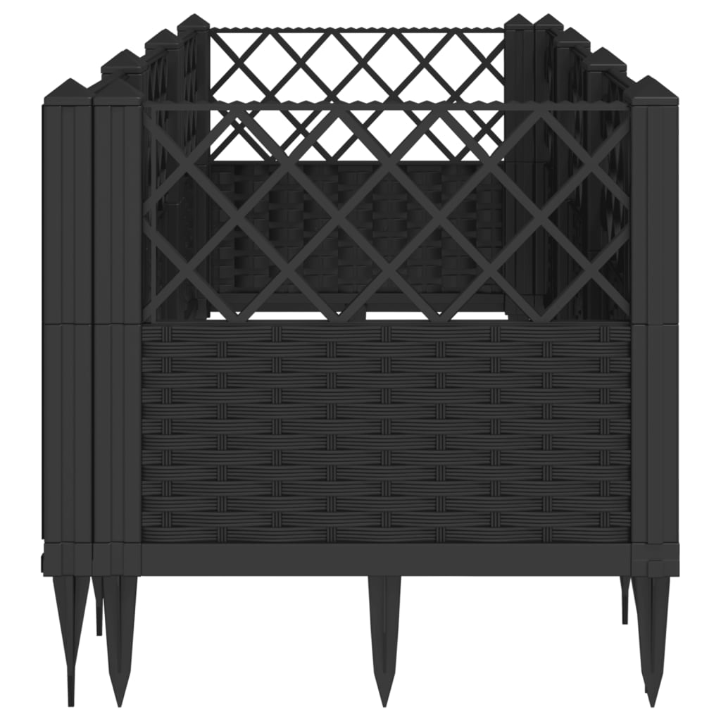 Plantekasse med jordspyd Sort 123,5x43,5x43,5 cm PP