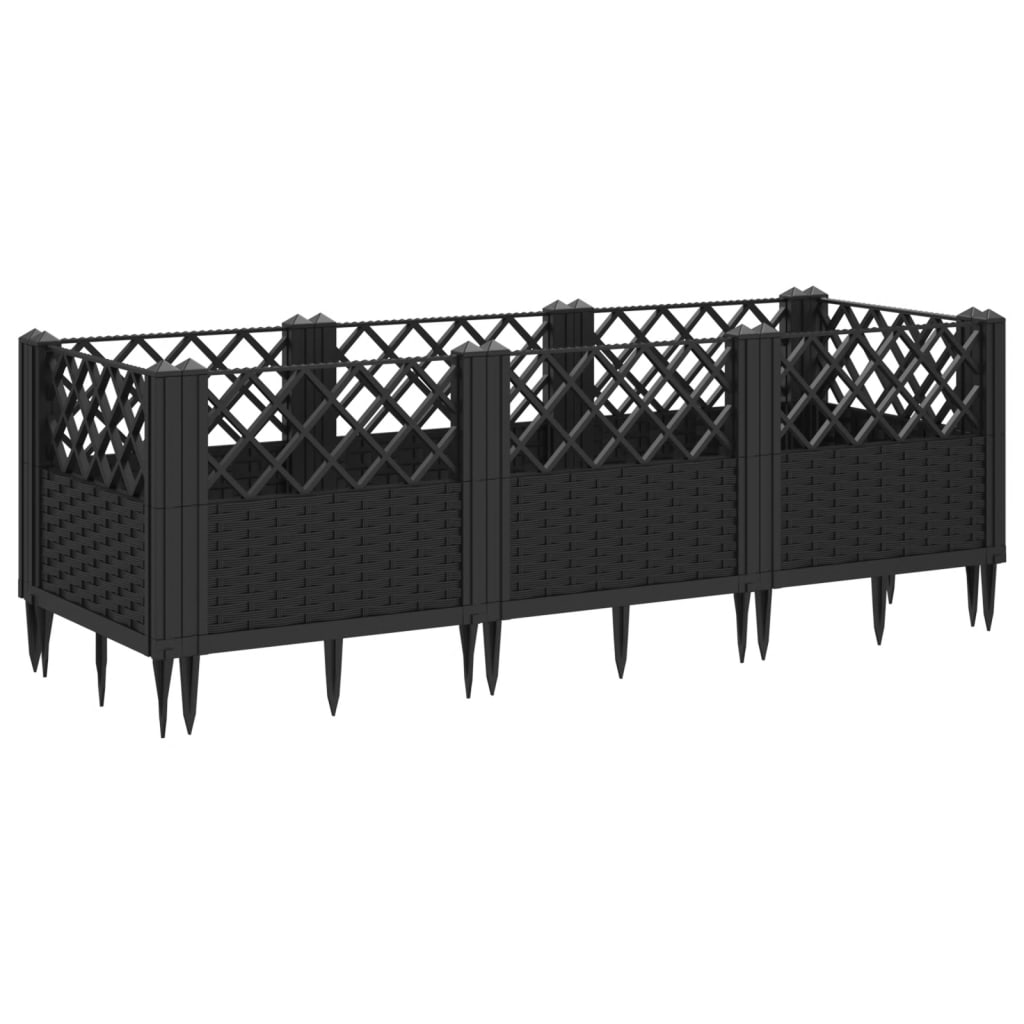 Plantekasse med jordspyd Sort 123,5x43,5x43,5 cm PP