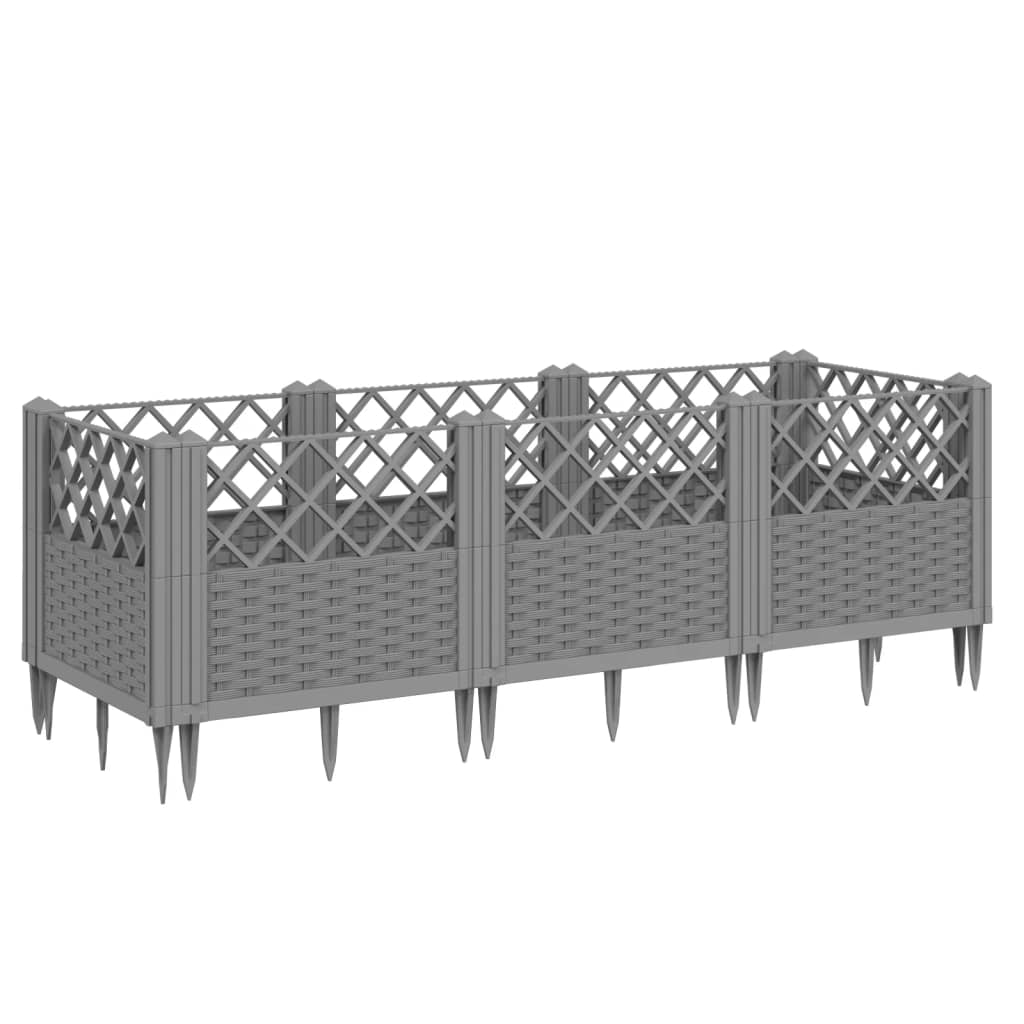 Plantekasse med jordspyd Lysegrå 123,5x43,5x43,5 cm PP