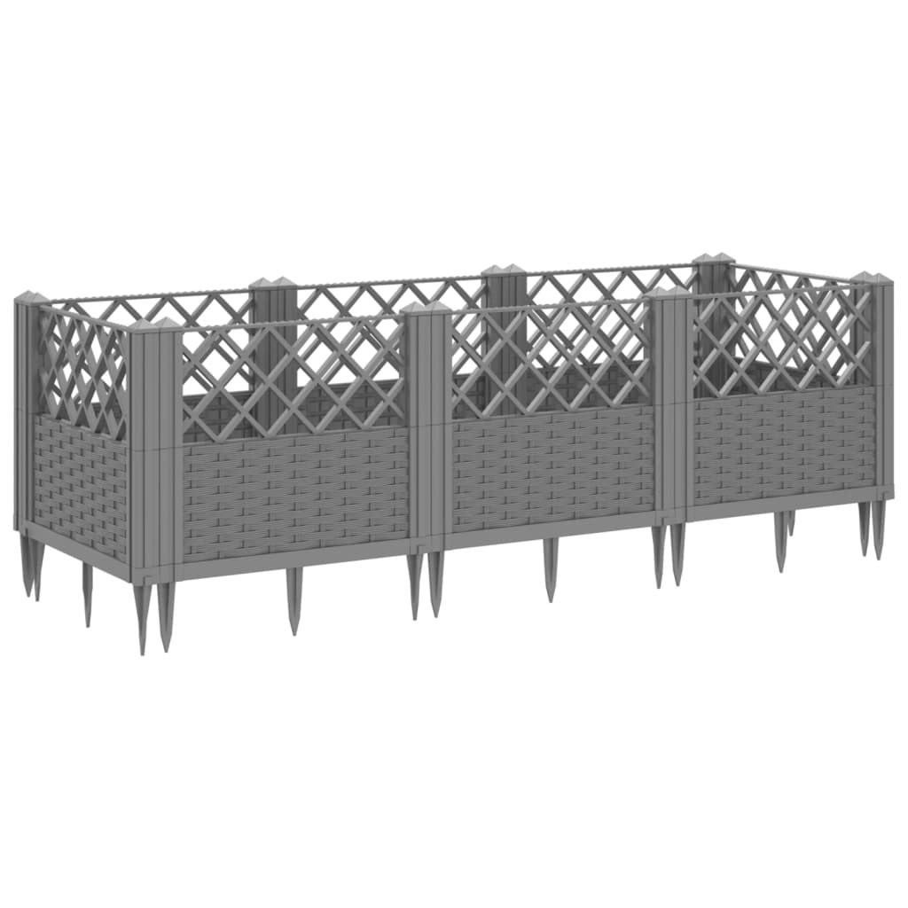 Plantekasse med jordspyd Lysegrå 123,5x43,5x43,5 cm PP
