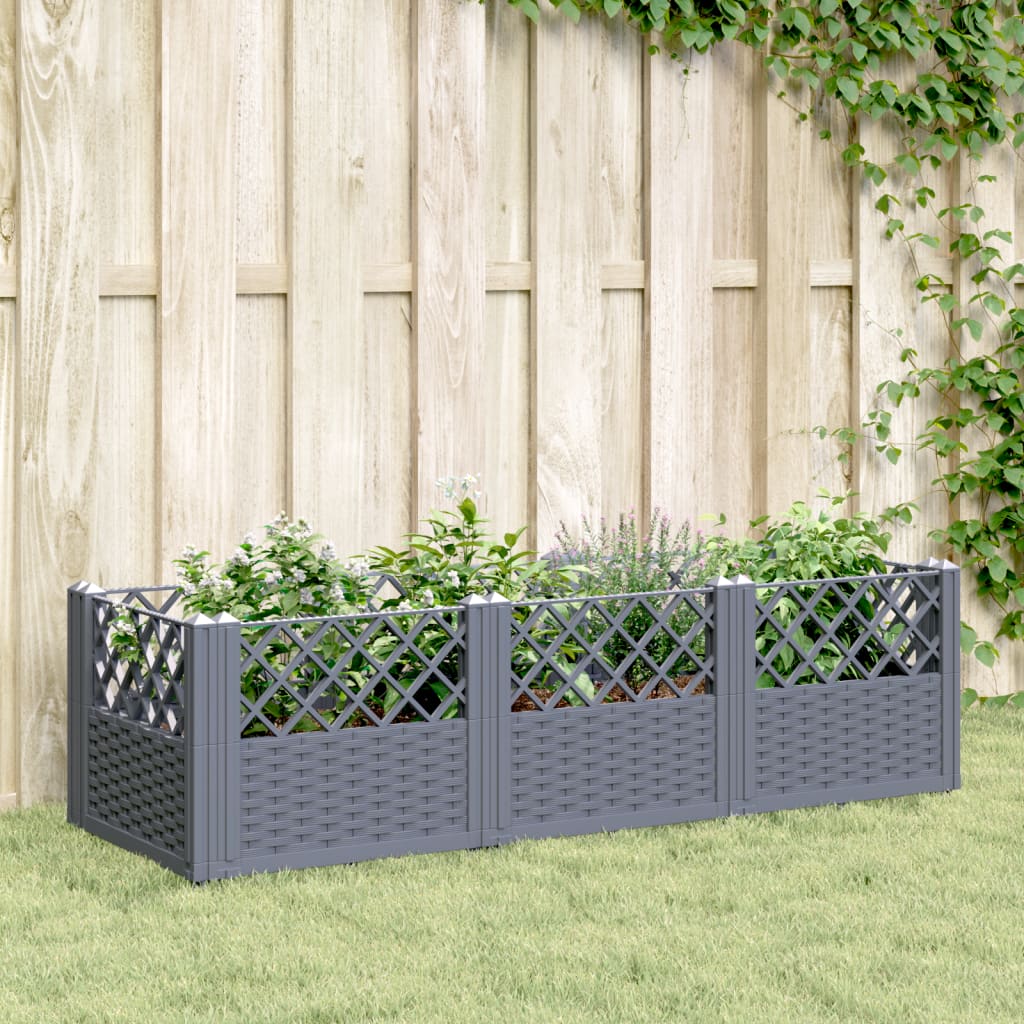 Plantekasse med jordspyd Grå 123,5x43,5x43,5 cm PP