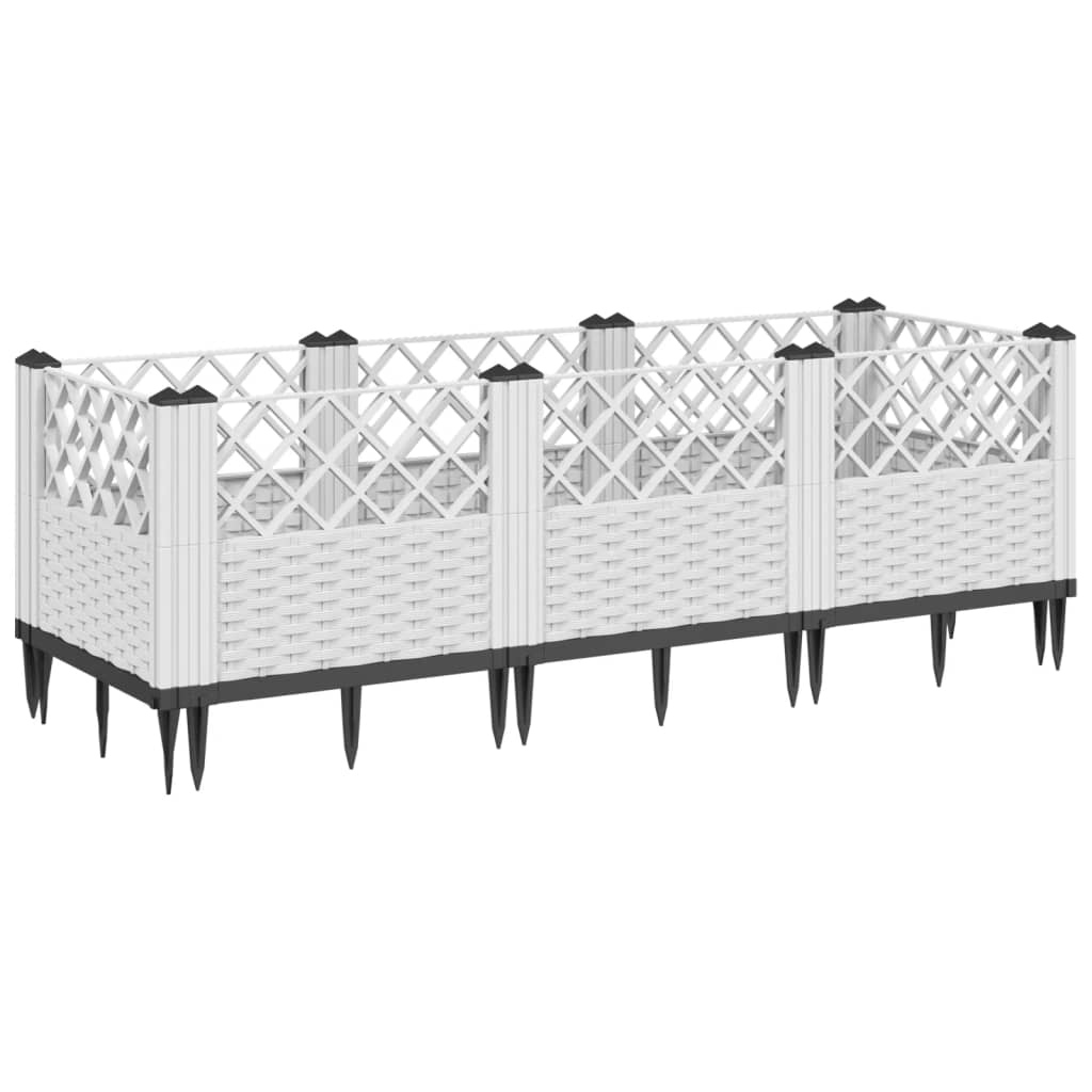Plantekasse med jordspyd Hvid 123,5x43,5x43,5 cm PP