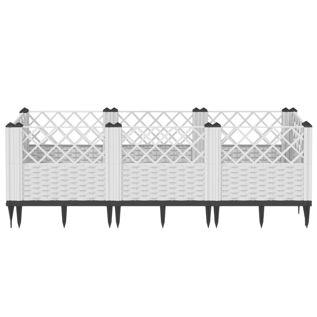 Plantekasse med jordspyd Hvid 123,5x43,5x43,5 cm PP