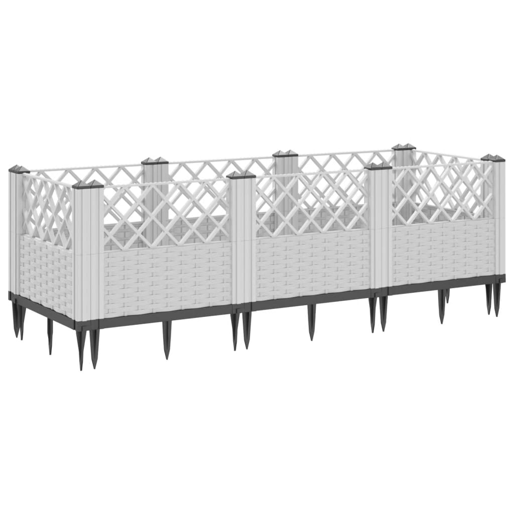 Plantekasse med jordspyd Hvid 123,5x43,5x43,5 cm PP
