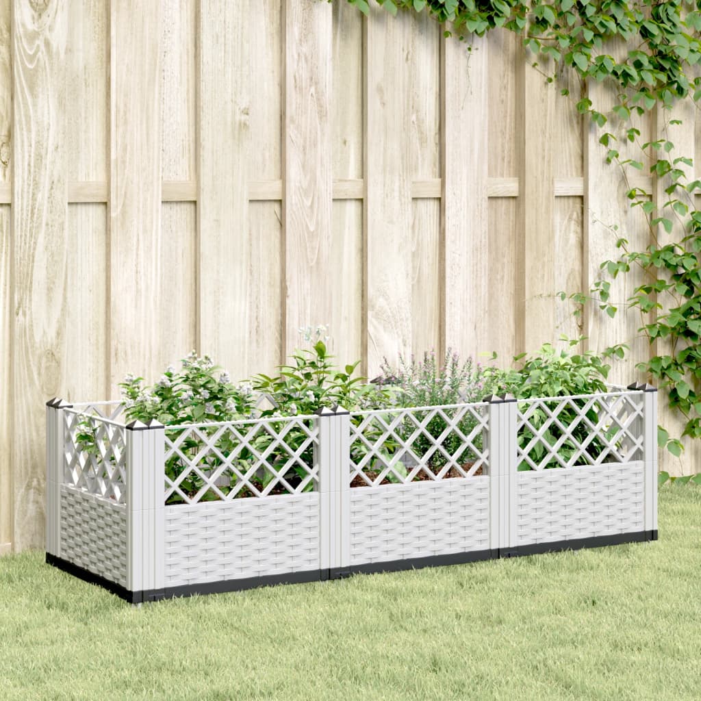 Plantekasse med jordspyd Hvid 123,5x43,5x43,5 cm PP