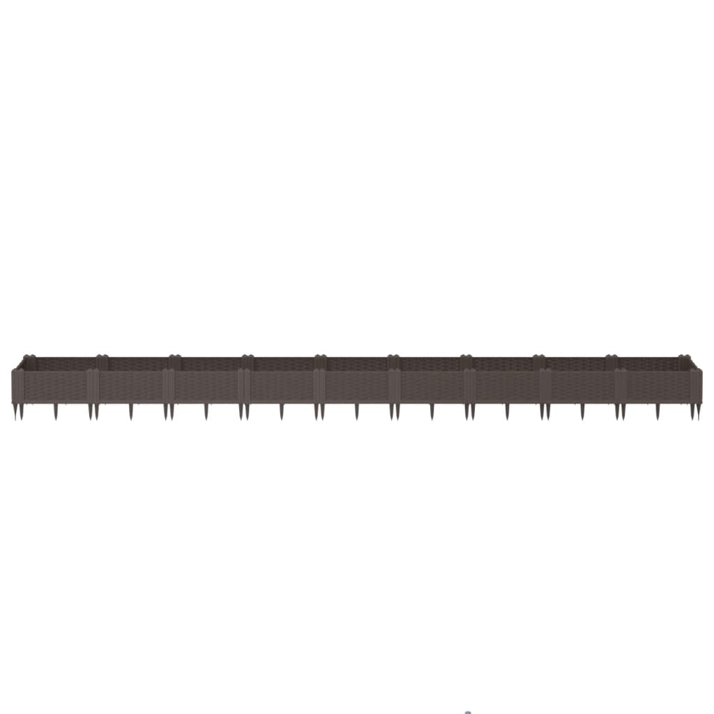Plantekasse med jordspyd Brun 362,5x42,5x28,5 cm PP