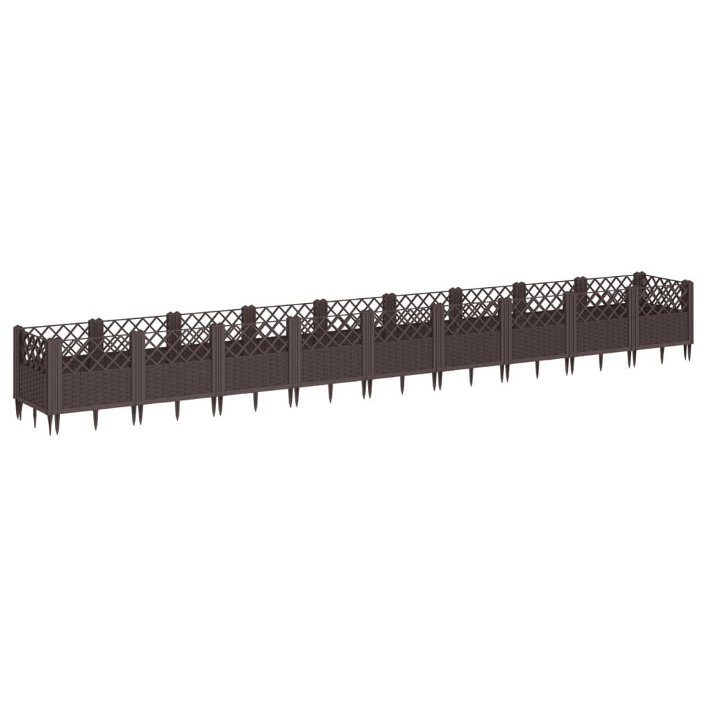 Plantekasse med jordspyd Brun 363,5x43,5x43,5 cm PP