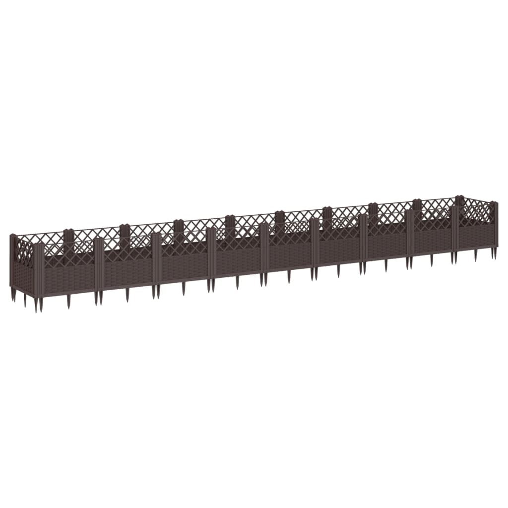 Plantekasse med jordspyd Brun 363,5x43,5x43,5 cm PP