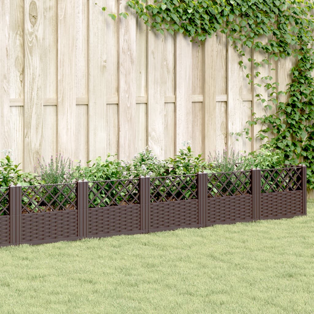 Plantekasse med jordspyd Brun 363,5x43,5x43,5 cm PP
