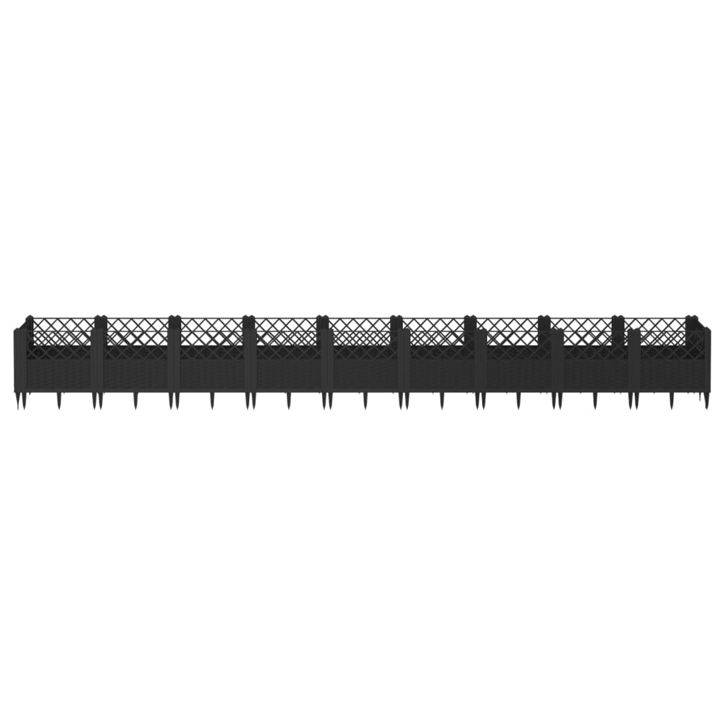 Plantekasse med jordspyd Sort 363,5x43,5x43,5 cm PP