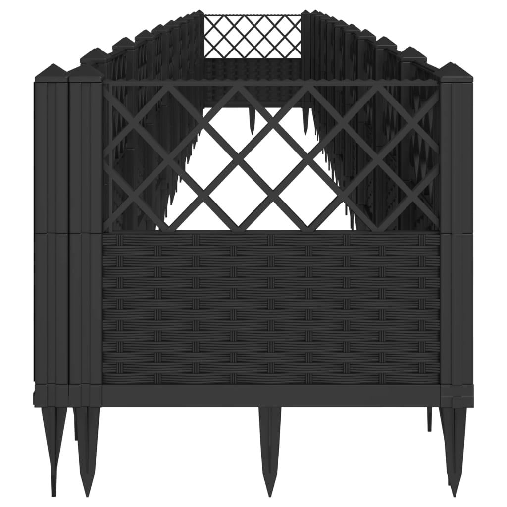 Plantekasse med jordspyd Sort 363,5x43,5x43,5 cm PP