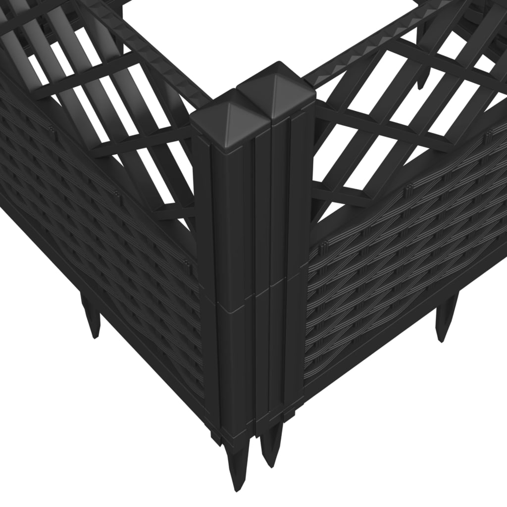 Plantekasse med jordspyd Sort 363,5x43,5x43,5 cm PP
