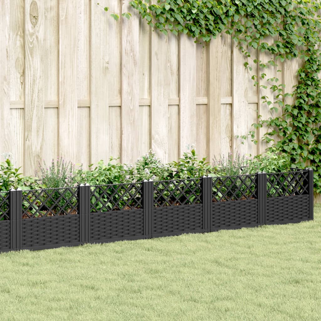 Plantekasse med jordspyd Sort 363,5x43,5x43,5 cm PP