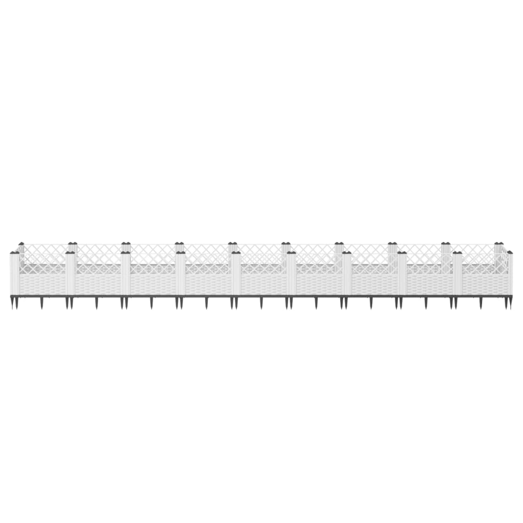 Plantekasse med jordspyd Hvid 363,5x43,5x43,5 cm PP
