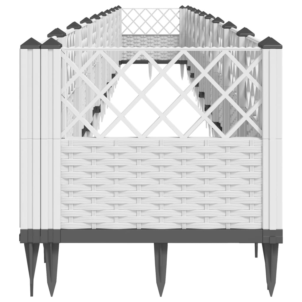 Plantekasse med jordspyd Hvid 363,5x43,5x43,5 cm PP